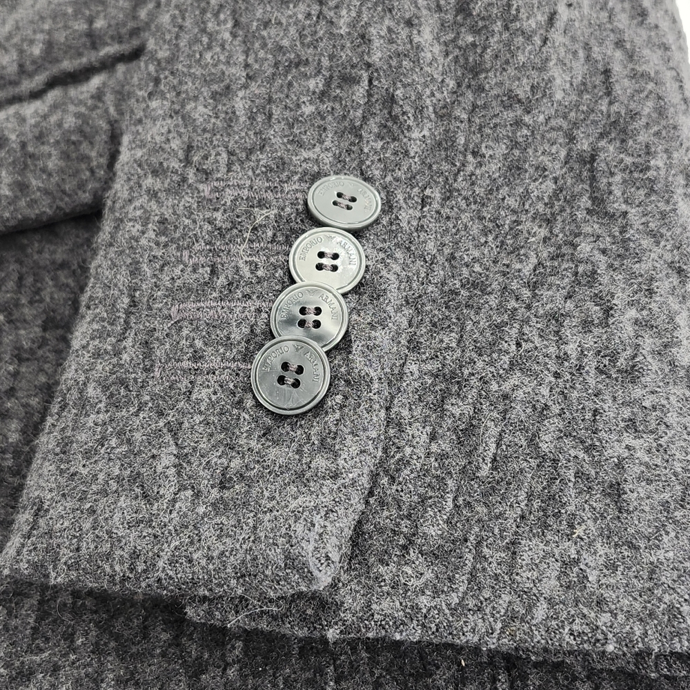 Emporio Armani Johnny Line Grey Woven Virgin Wool Blend Two Button Blazer Italy - Picture 8 of 13